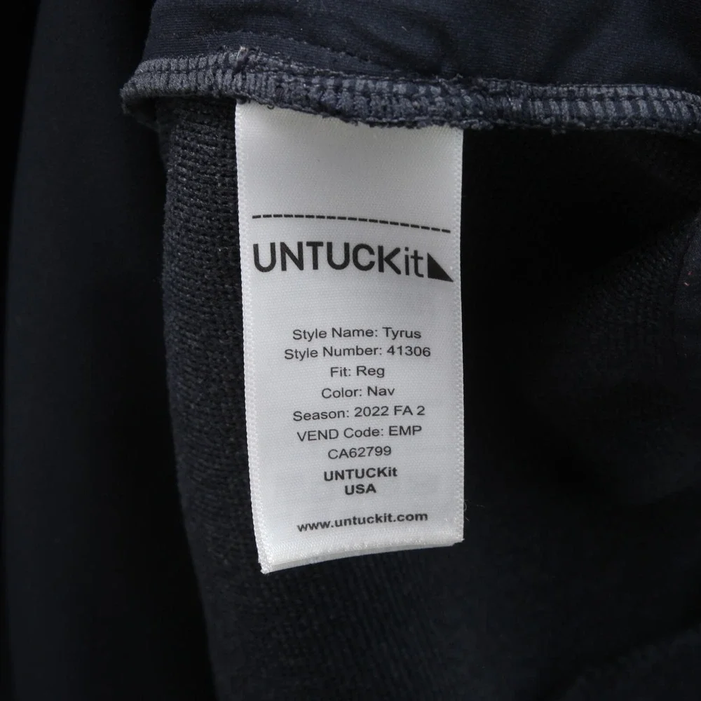 UNTUCKit Tyrus Quarter Zip Pullover Mens XL Navy Quilted Mixed Media 41306